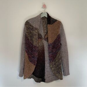 A. Giannetti Swirl Knit Purple Brown Open Cardigan